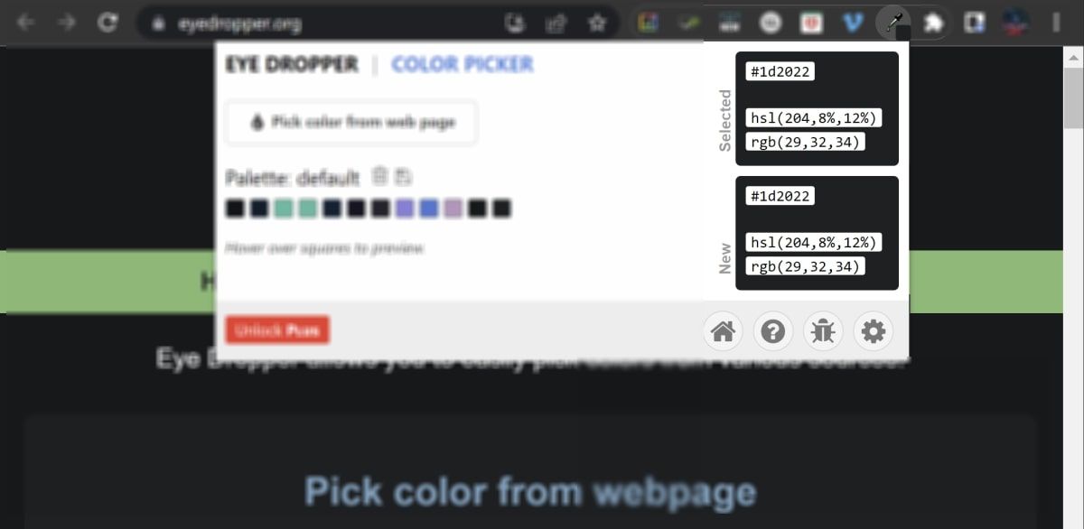 Eye Dropper opened again to show the hex code of the dark pixel selected
