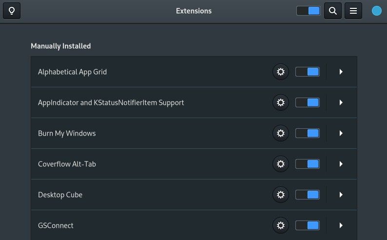 Fedora GNOME extensions app