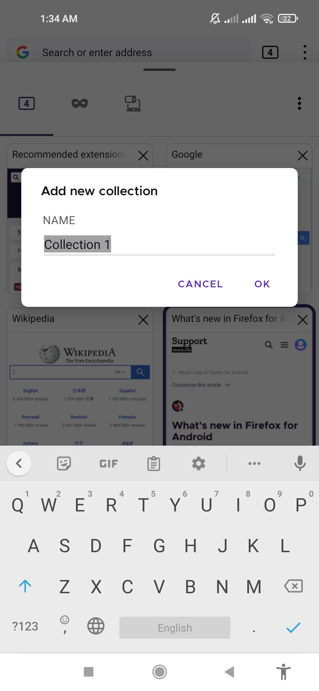 Firefox Collections-تغییر نام گزینه مجموعه