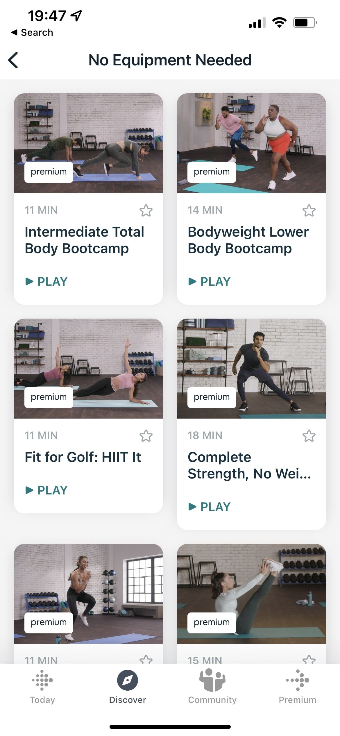 Fitbit Premium Guided Programs without equipment