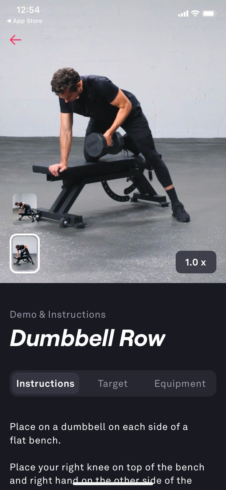 Fitbod Workout dumbbell demo and instruction