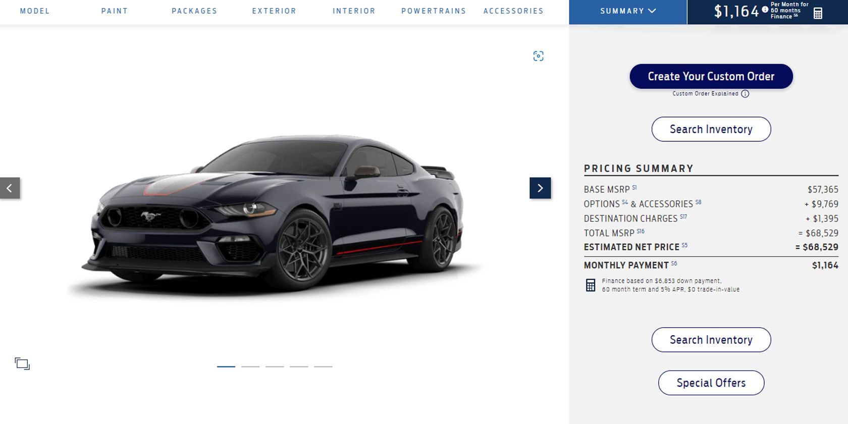 Ford Mustang Order Page