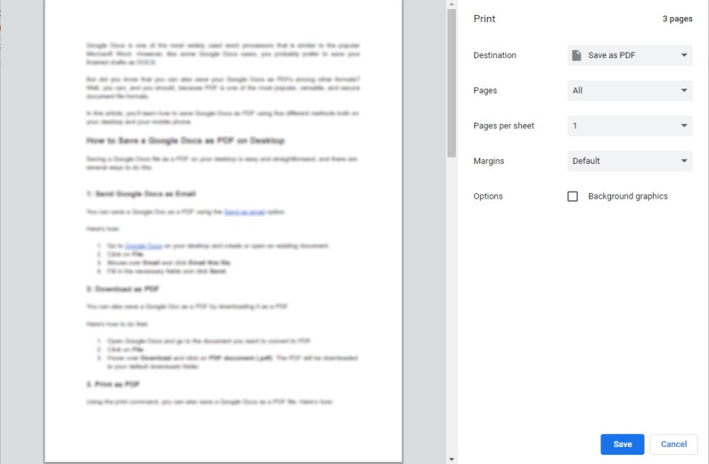 Google Docs to PDF Print PDF page
