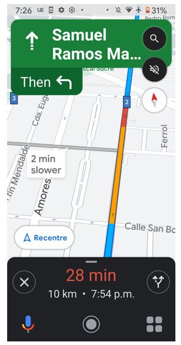 Google Maps shows heavy and medium traffic on screen