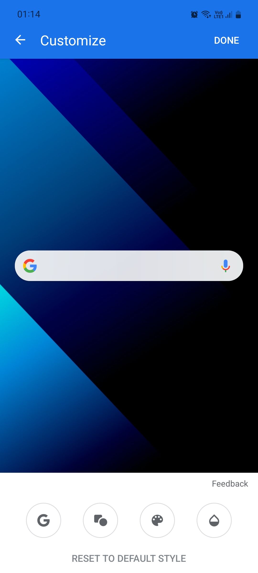 Google app customize Search widget main page