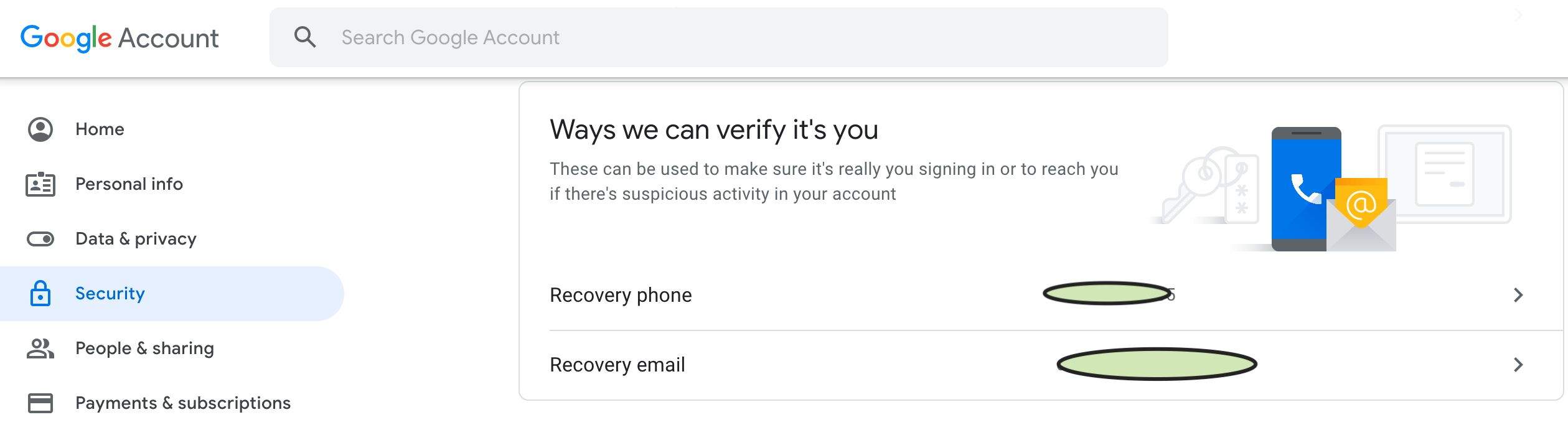 Google verification page