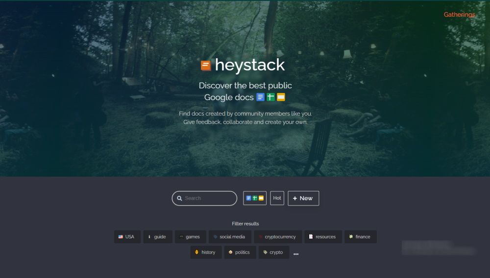 Heystack website homepage