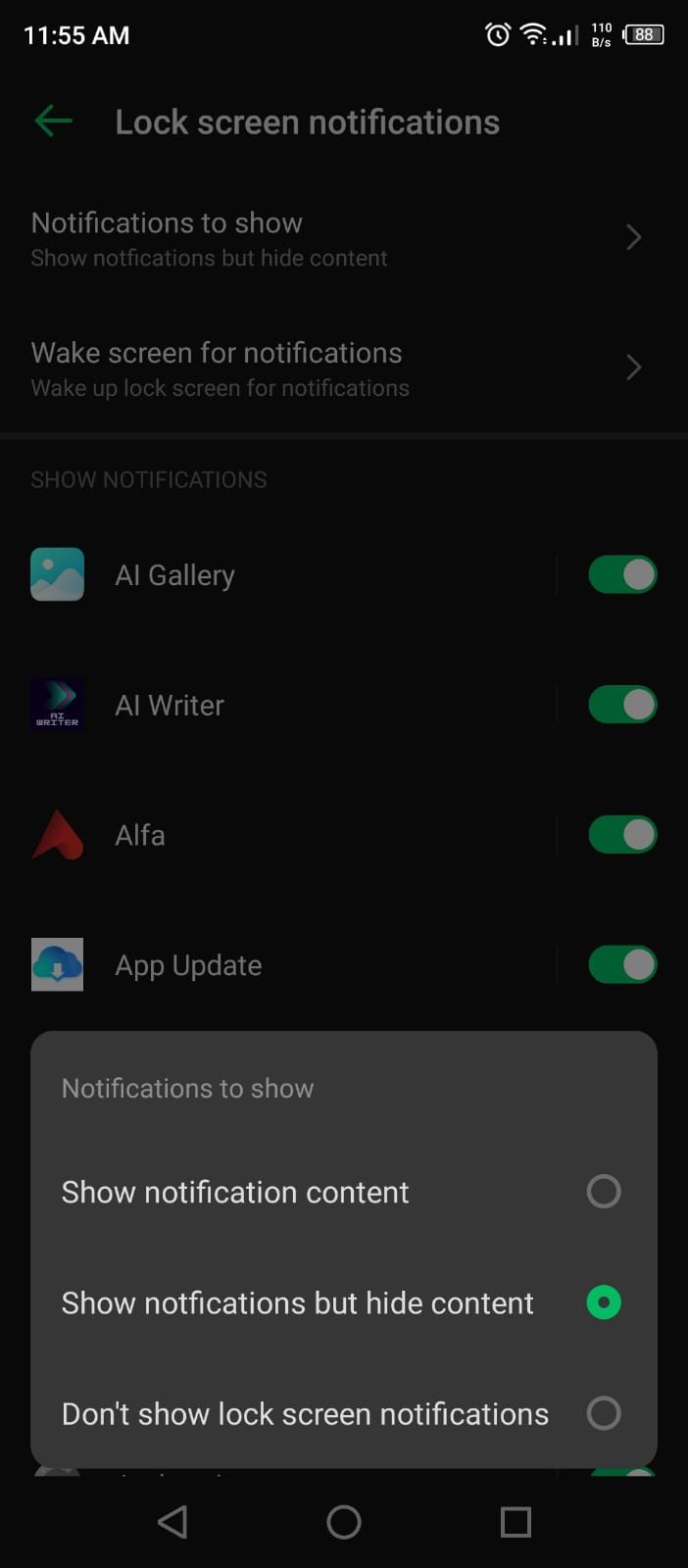 Hiding Notification Content in Android Settings