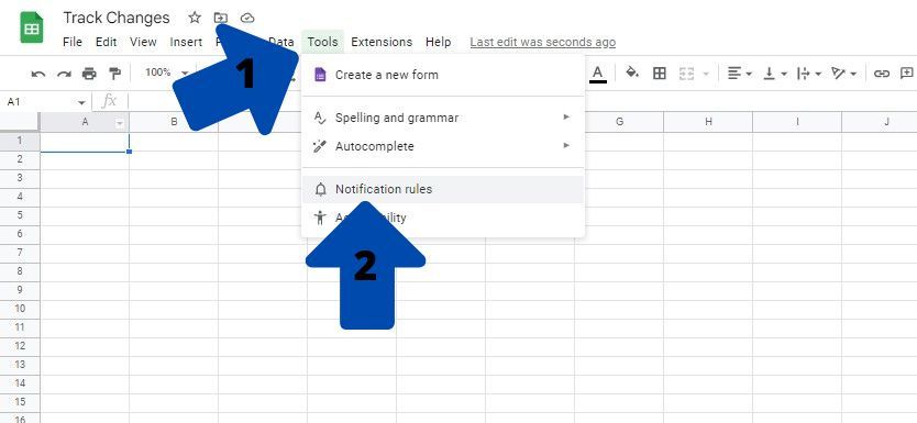 How to Enable Google Sheets Email Notifications Step 1