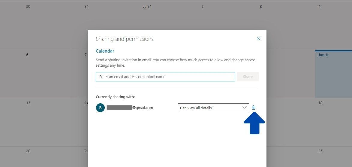 Trashing a shared calendar in the outlook web app