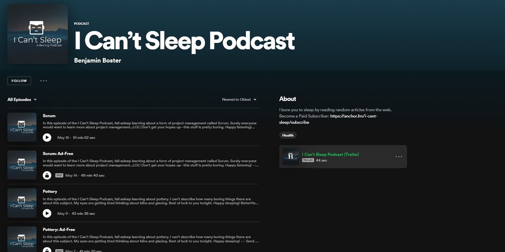 I Can't Sleep Podcast on Spotify