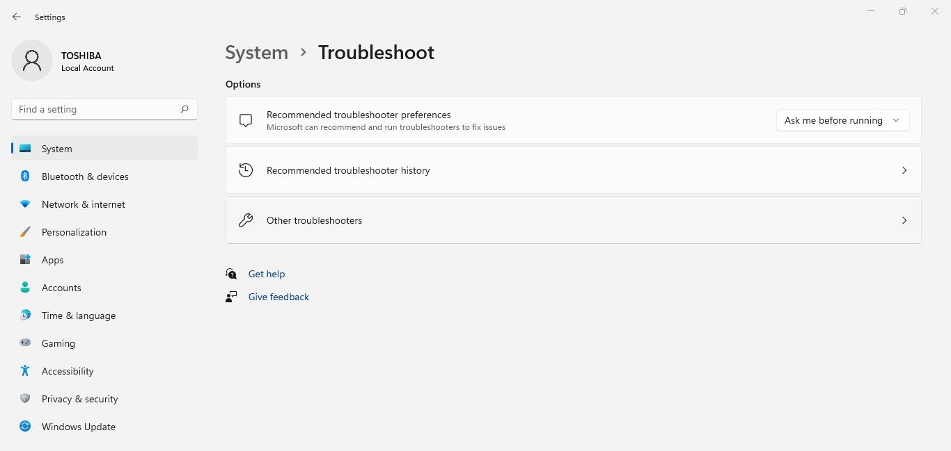  Opening Troubleshooters in Windows Setting App