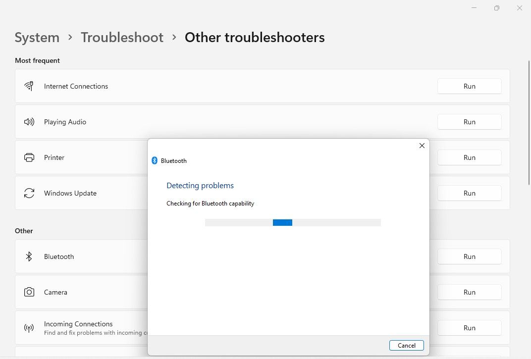  Running Bluetooth  Troubleshooter in Windows 11 Settings App