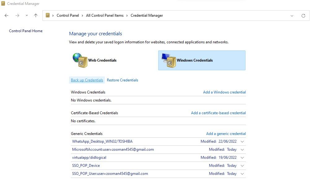 Making a Backup of Credentials in Credential Manager