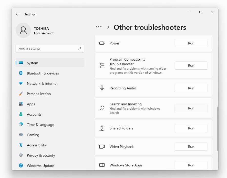 اجرای Troubleshooter برای رفع مشکلات جستجو در ویندوز