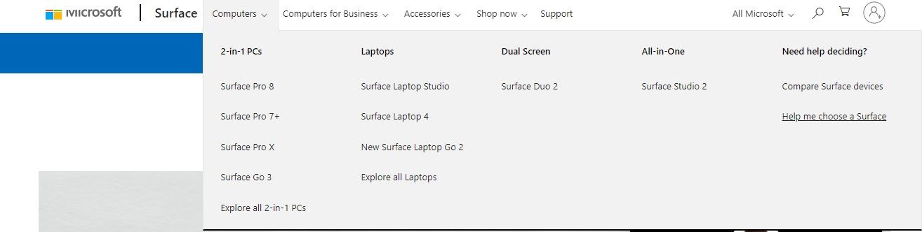 انتخاب دستگاه سرفیس مناسب از طریق Help Me Choose a Surface Option در وب سایت مایکروسافت