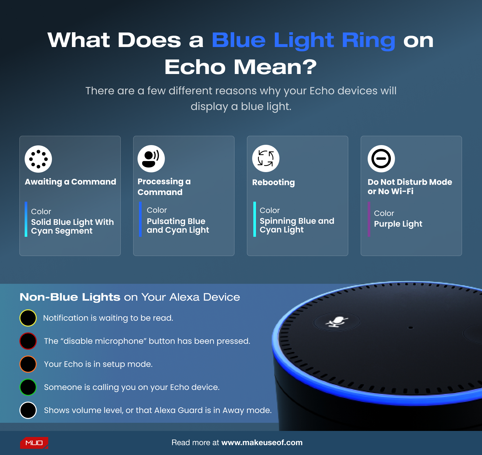 Infographic on What Does a Blue Light Ring on Alexa Mean_