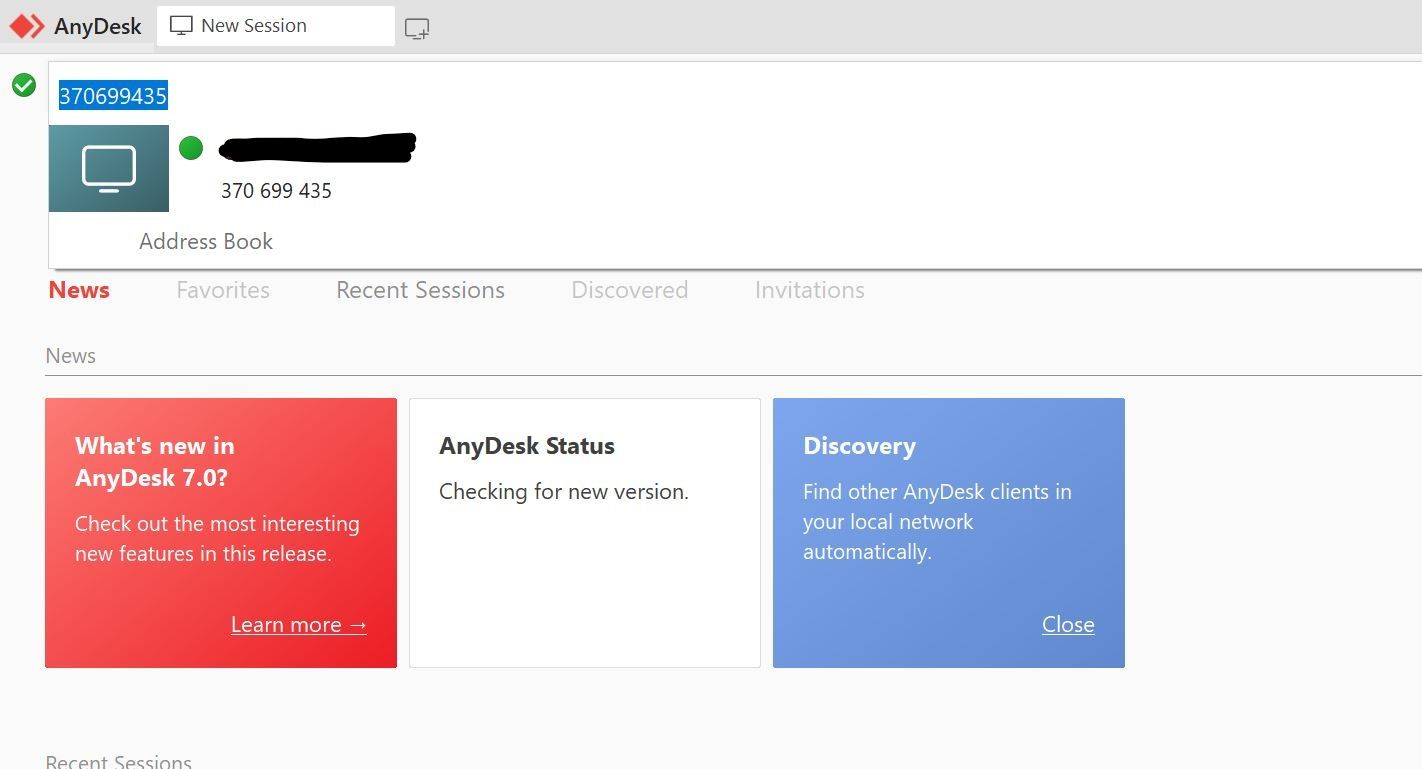 Entering an address in AnyDesk