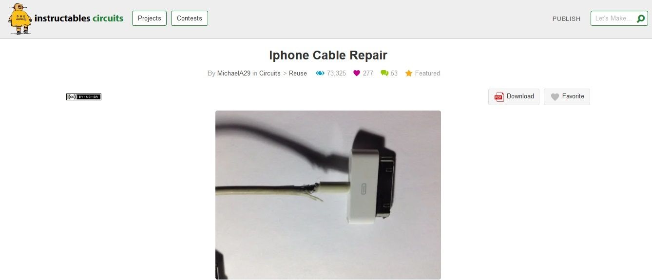 Iphone Cable Repair project page Screengrab