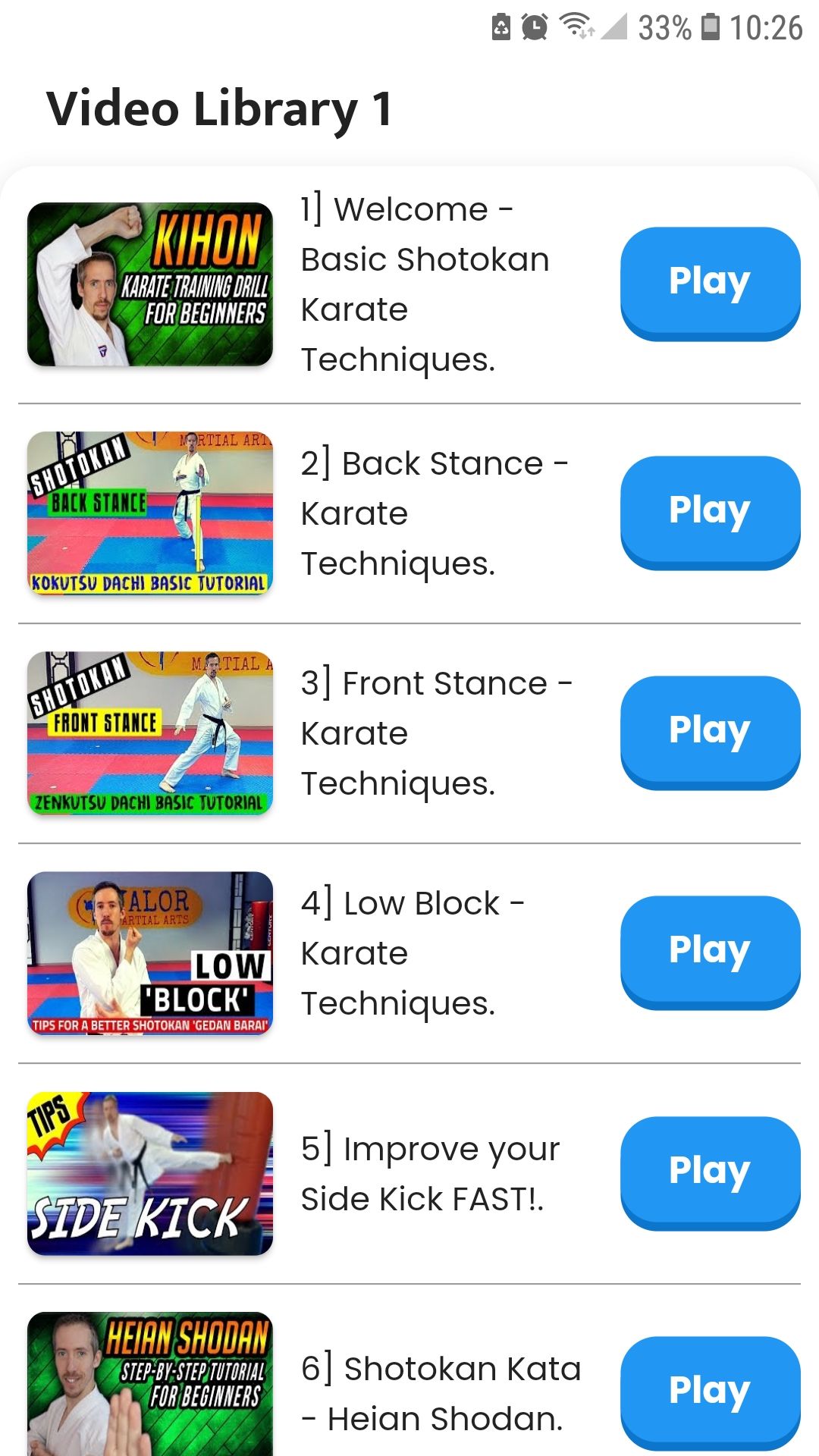 Karate training techniques video library 1 mobile app