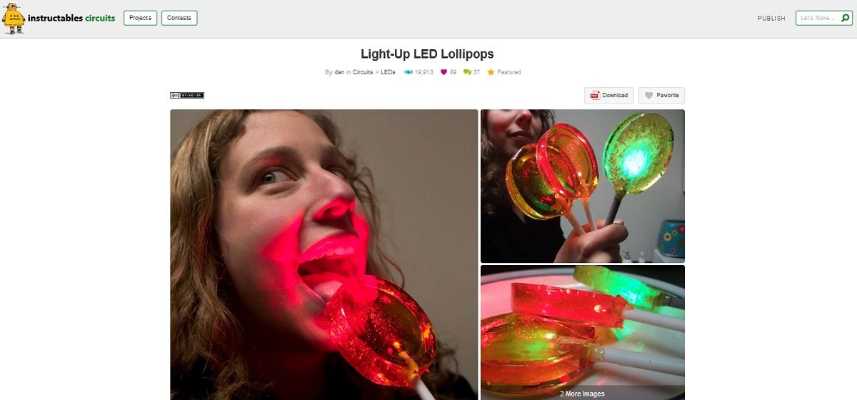 Screen grab of light-up LED lollipops