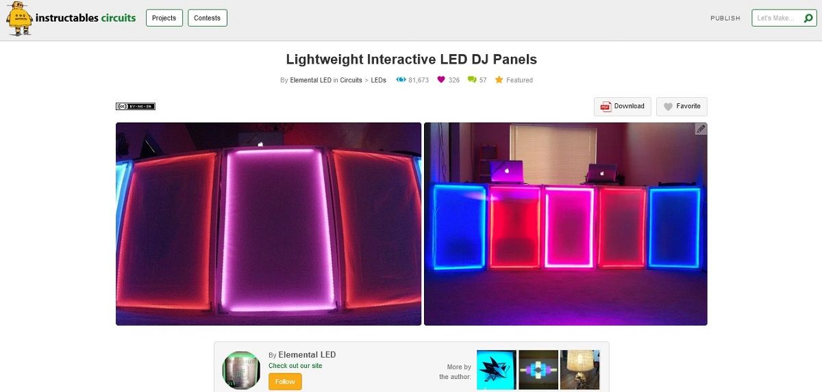Screengrab of lightweight interactive LED DJ panels project page