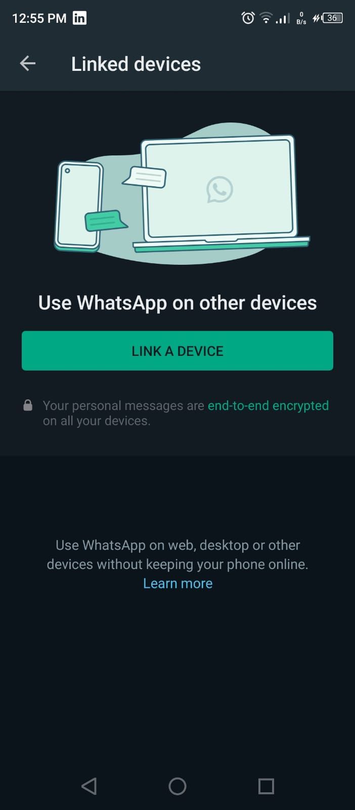 Link a Device Option in WhatsApp