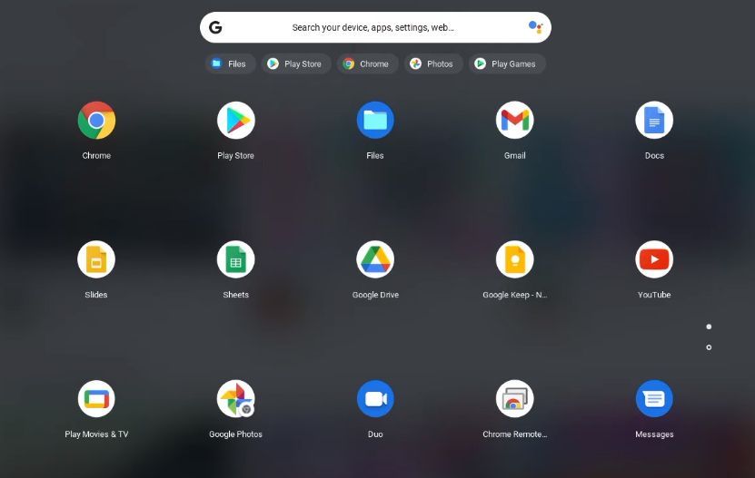 Locating Play Store in the Chromebook App Drawer