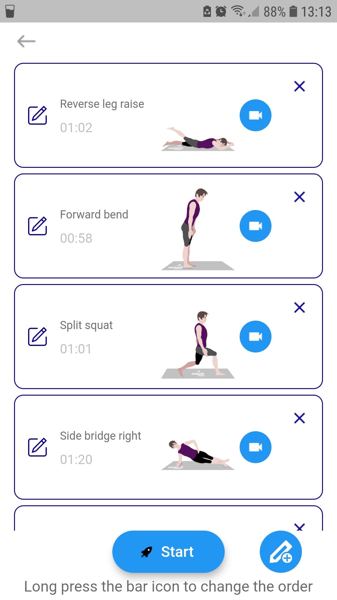 LoseFat mobile fitness app exercise demonstrations