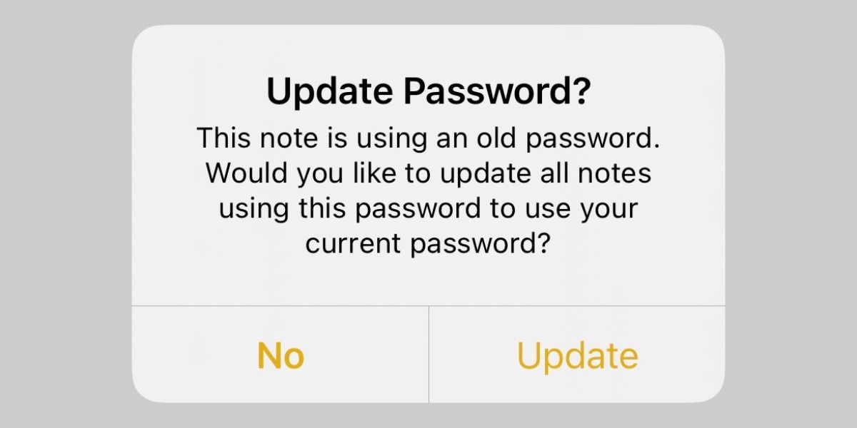 update notes password prompt in iphone notes app