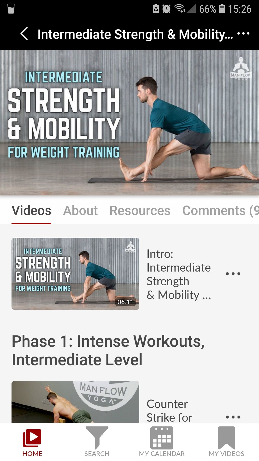 Man Flow Yoga mobile app intermediate strength mobility