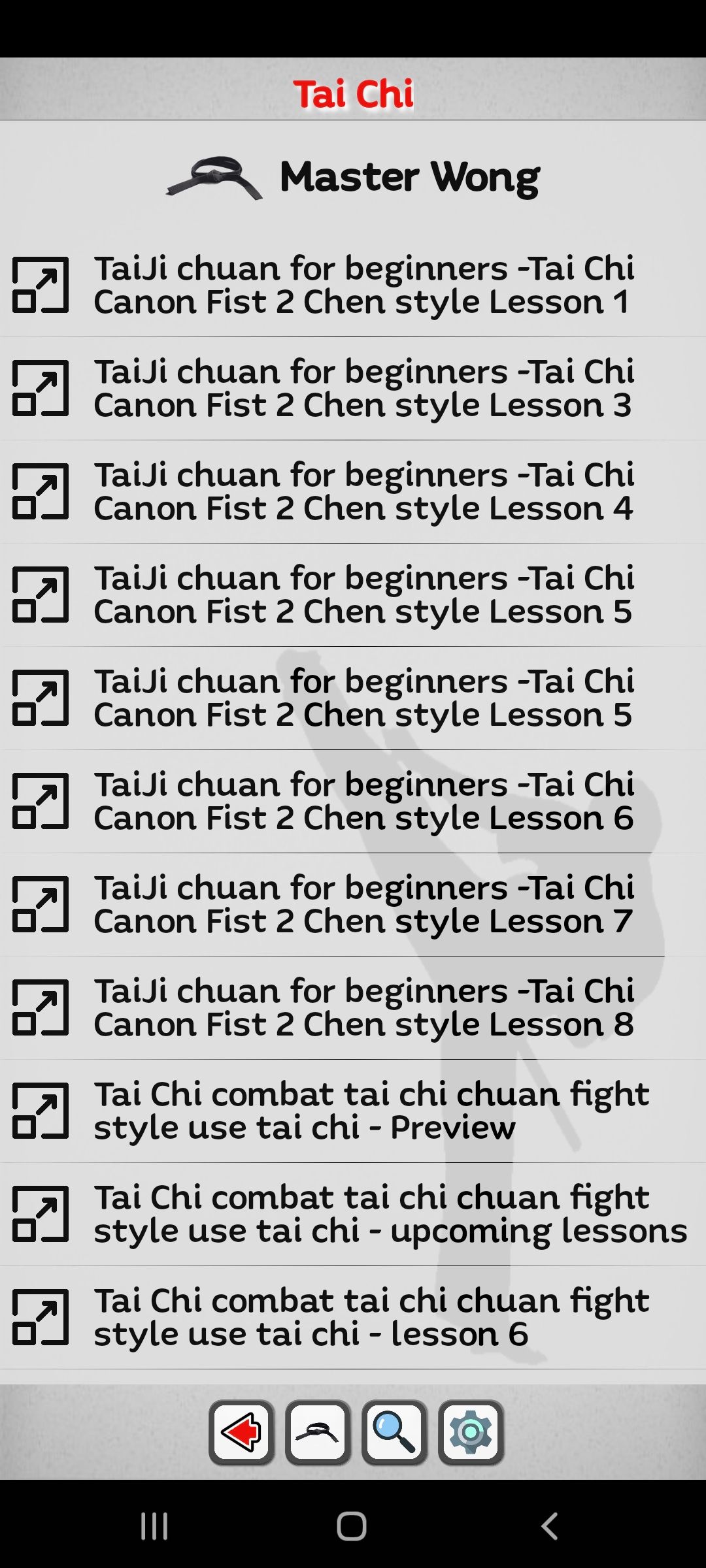 Martial Arts mobile app master wong tai chi lessons