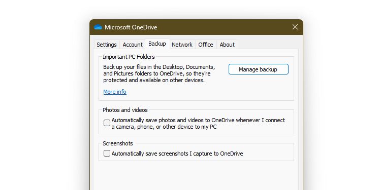 Microsoft OneDrive Backup Options
