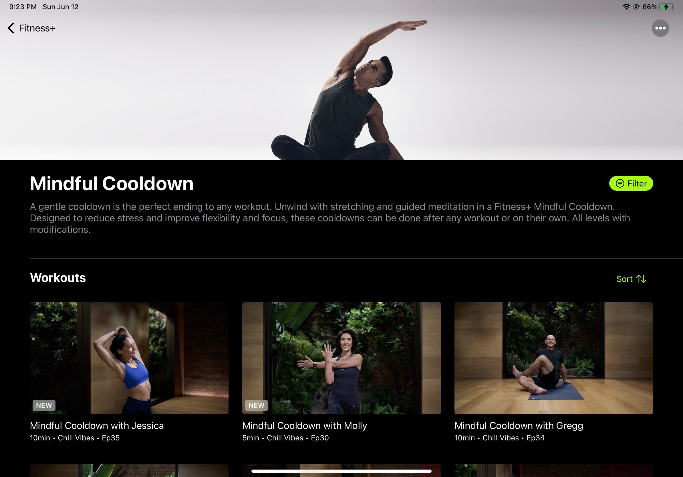 Mindful Cooldowns on Apple Fitness+ for iPad