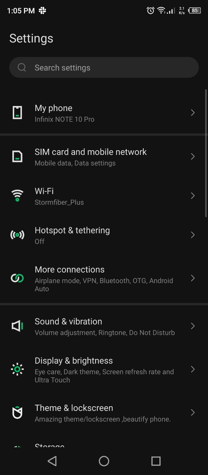 More connections option in Android Settings