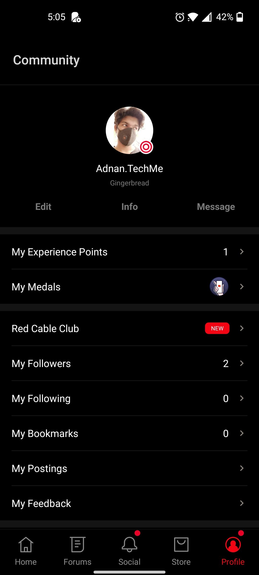 OnePlus Community profile page