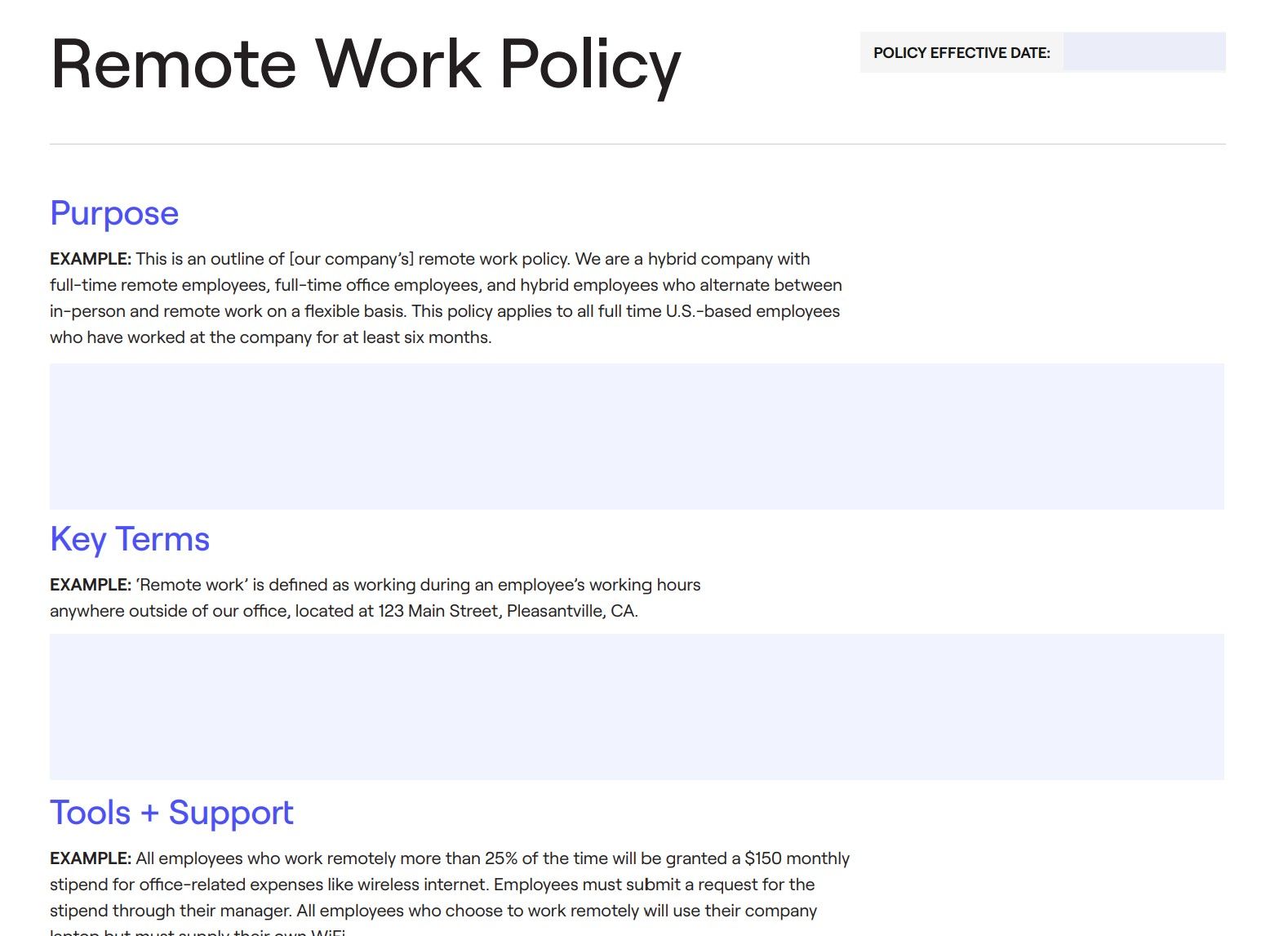Owl Labs work from home policy template 