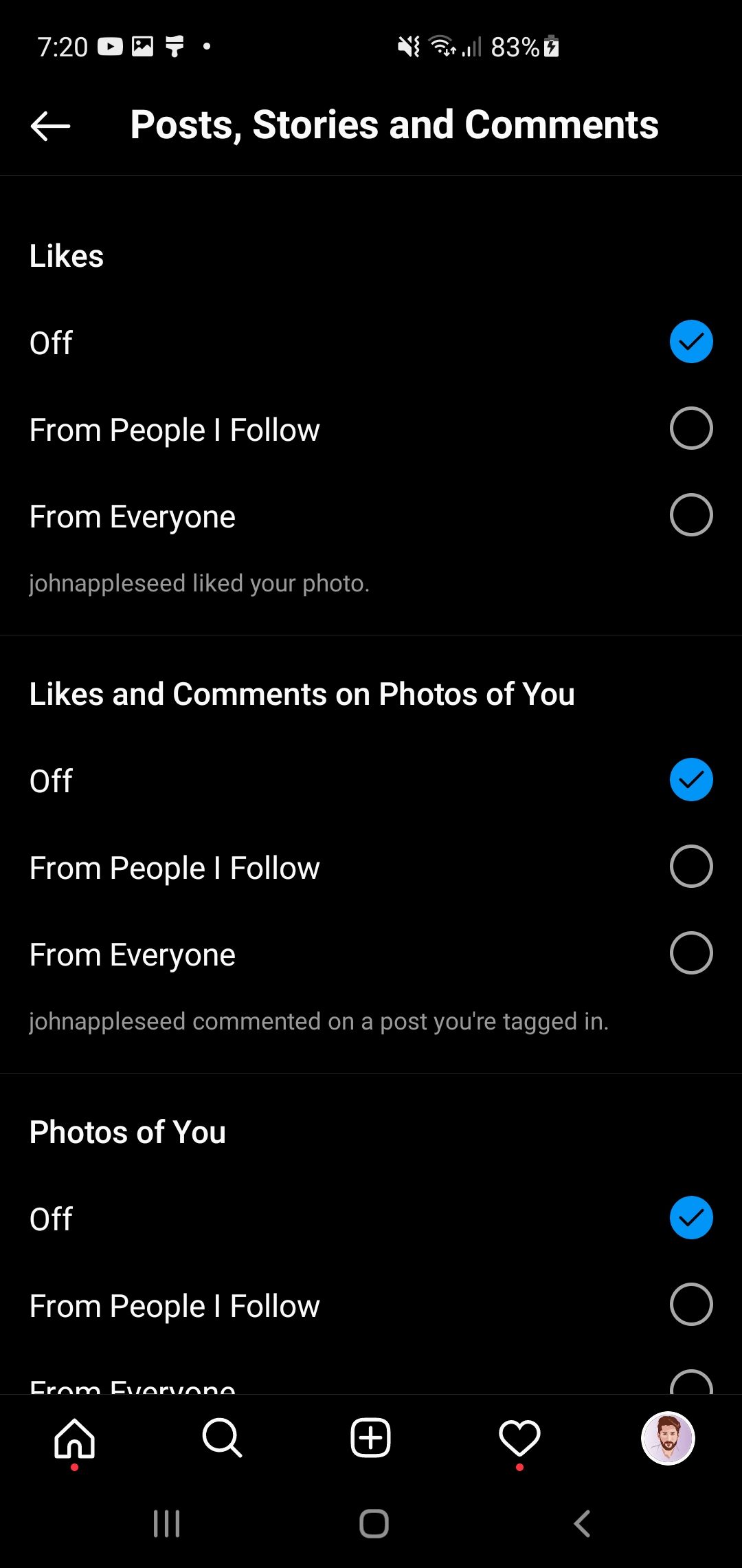Pause notifications for Instagram posts