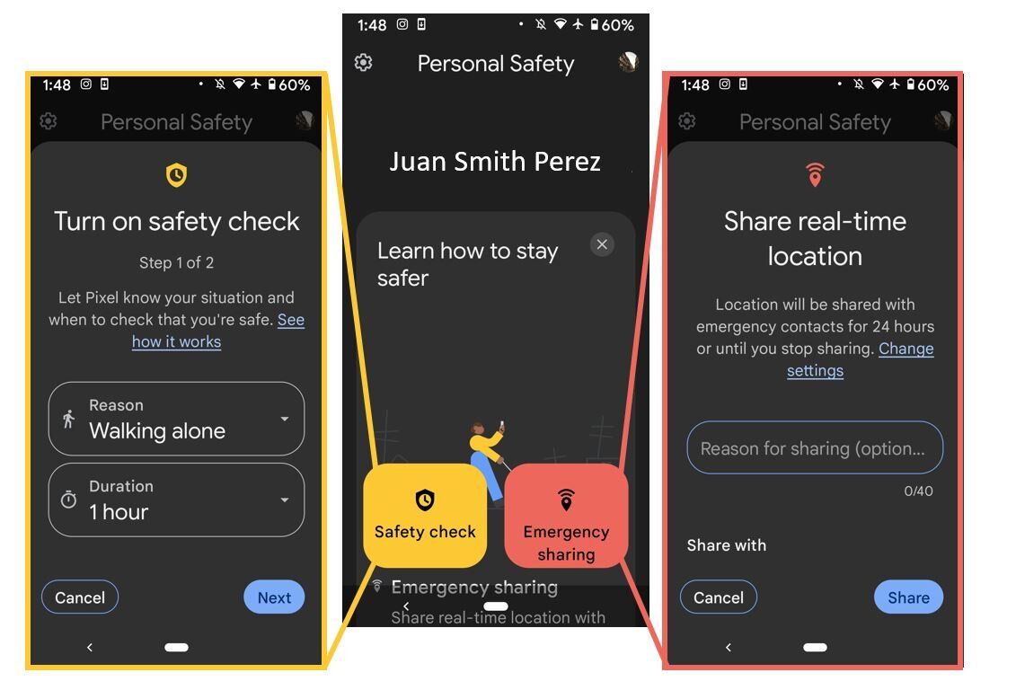 Pixel-3-Personal-Saefty-App examples of services of safety check and emergency sharing