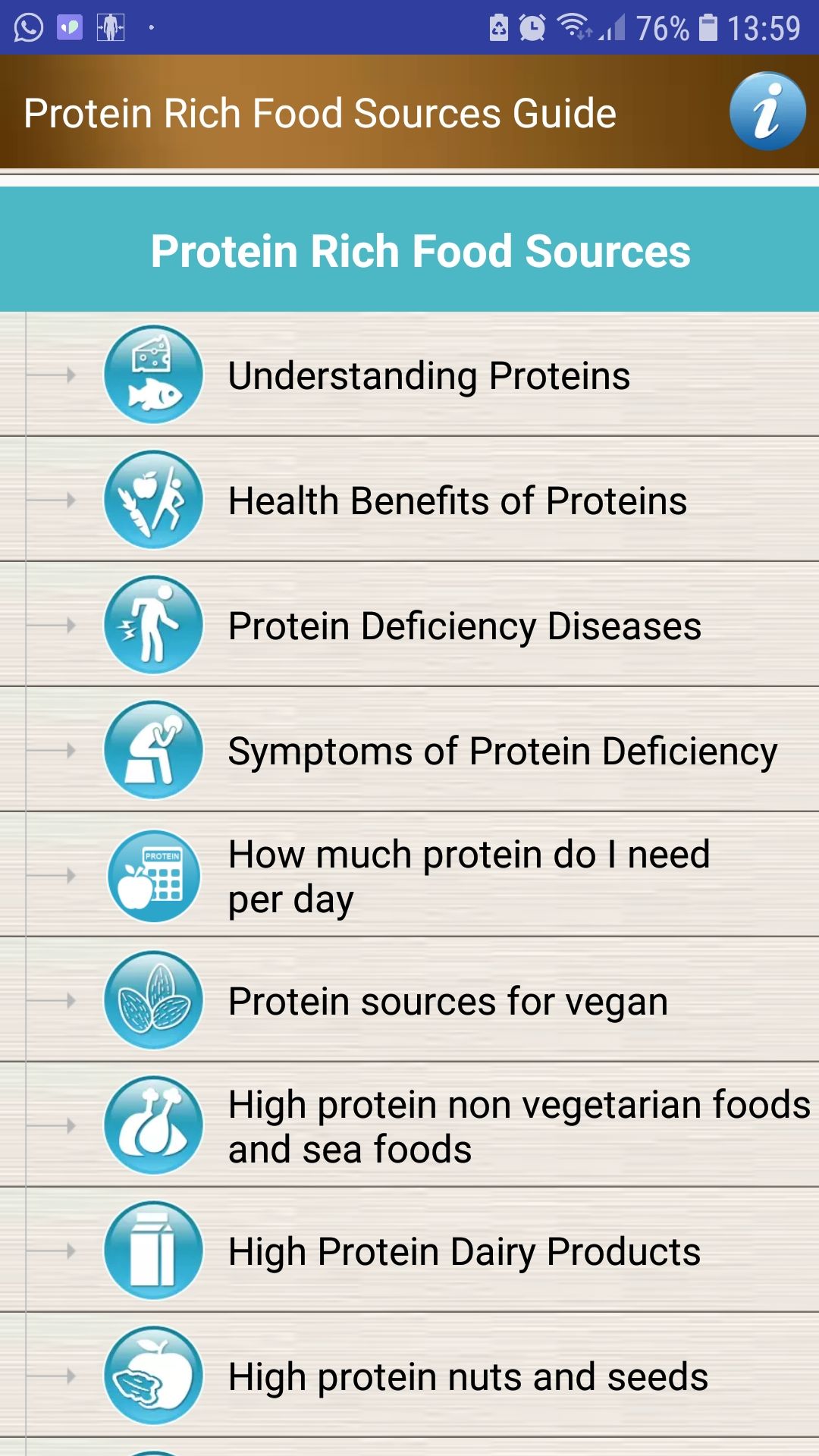 Protein Rich Food Sources Guide mobile app