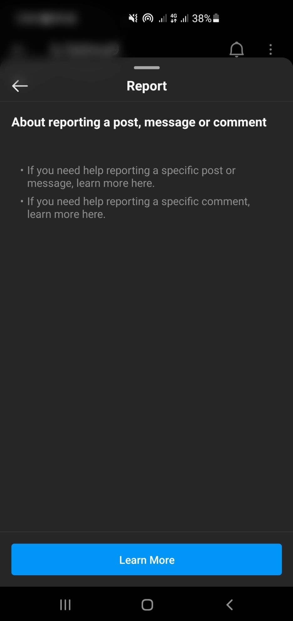 Report message on Instagram