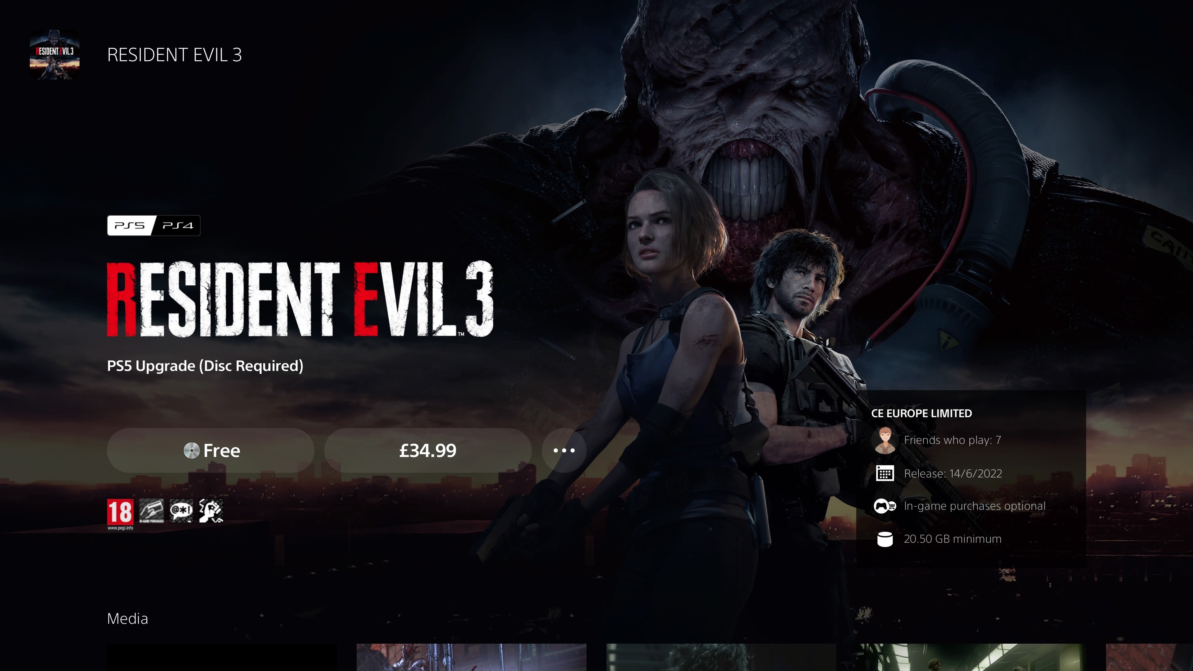Resident Evil 3 Free Upgrade Screen