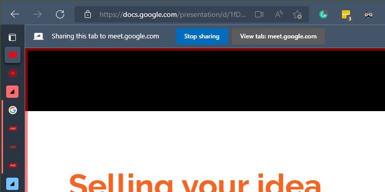 Return to Google Meet button in the Google Slides presentation