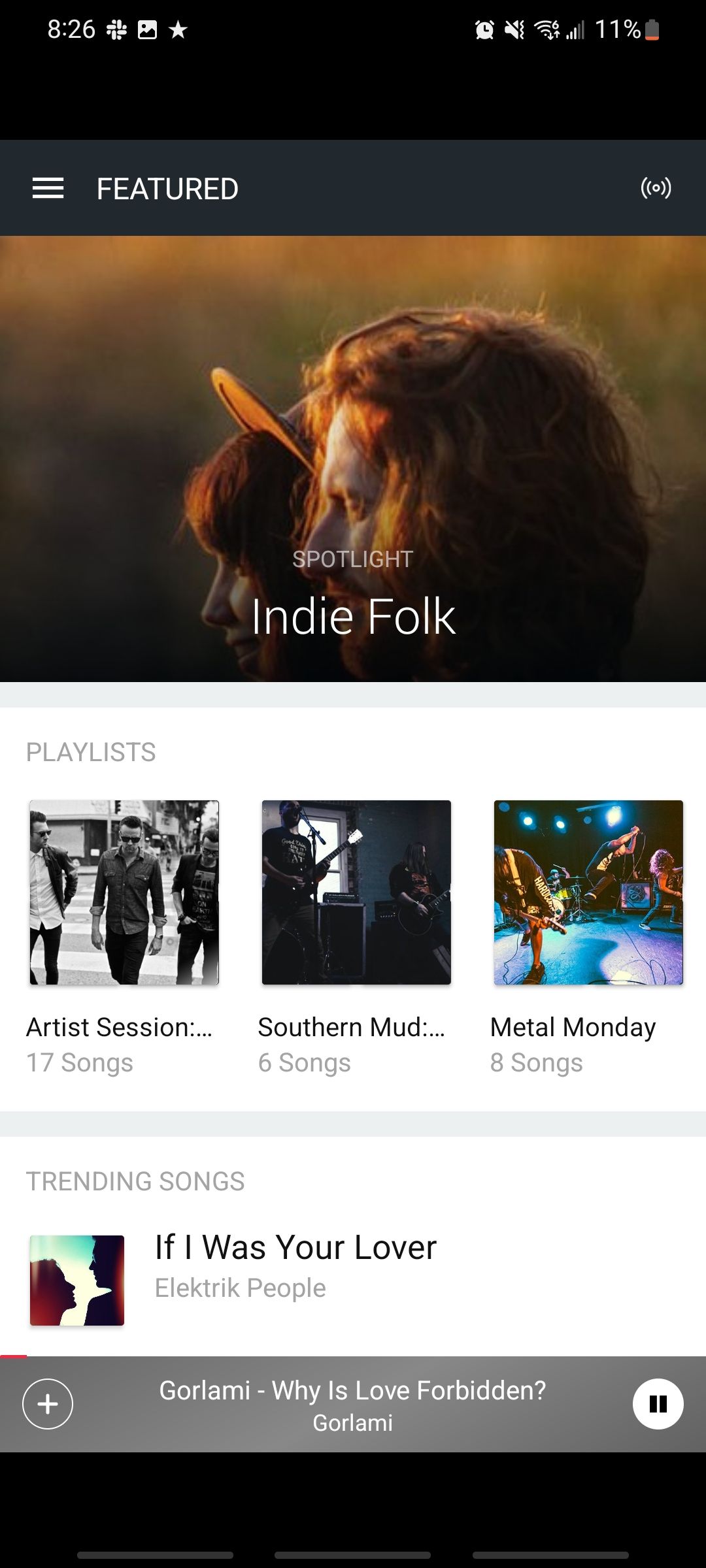 ReverbNation Discover app Featured tab