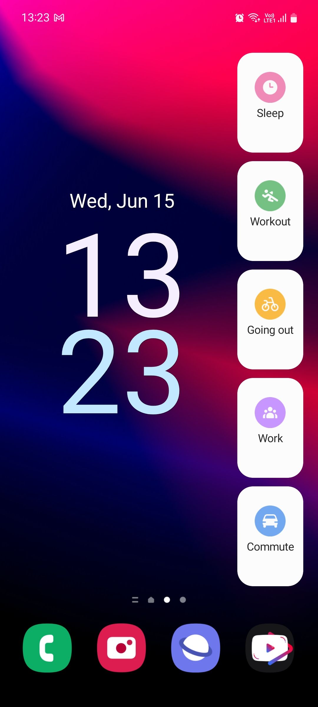 Samsung Bixby Routines widgets on Home screen