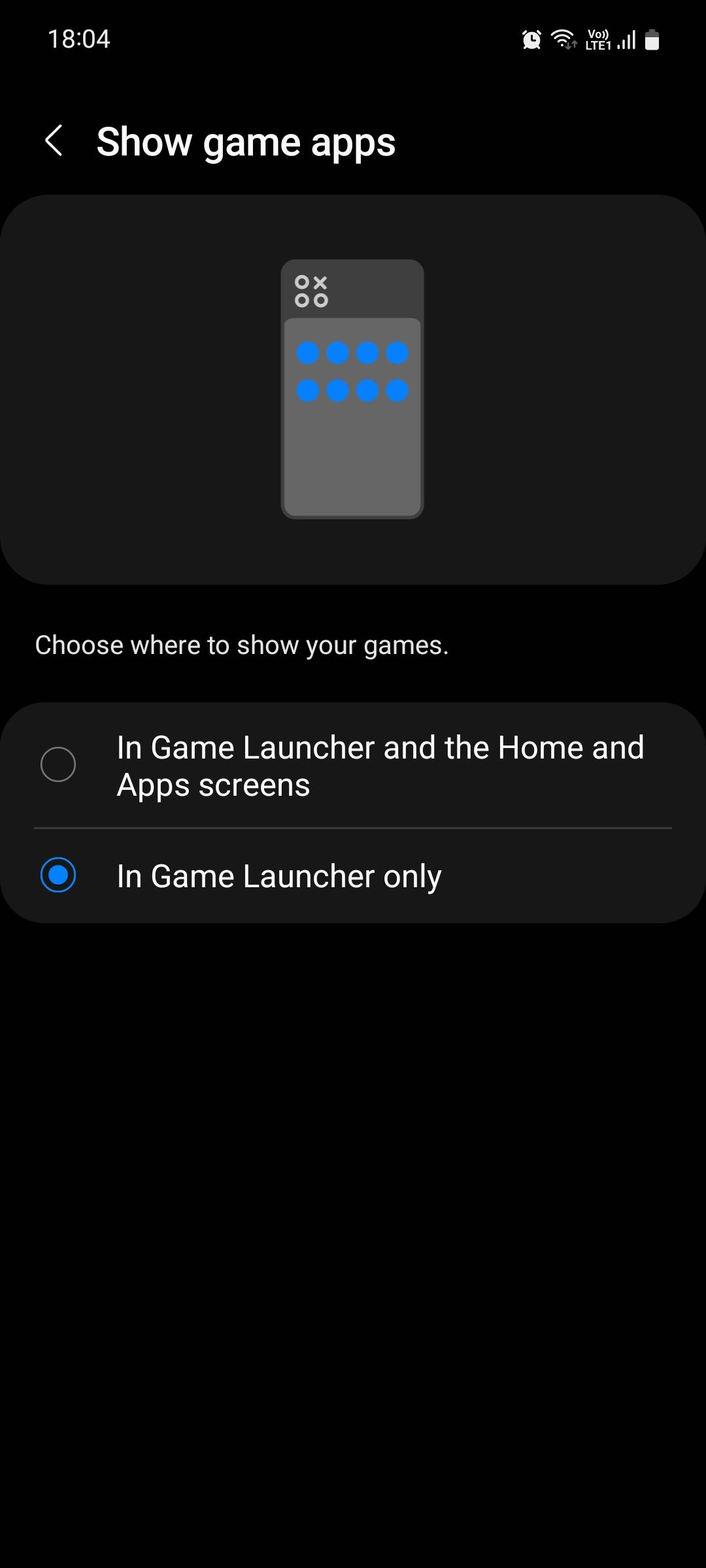 Samsung Game Launcher show game apps
