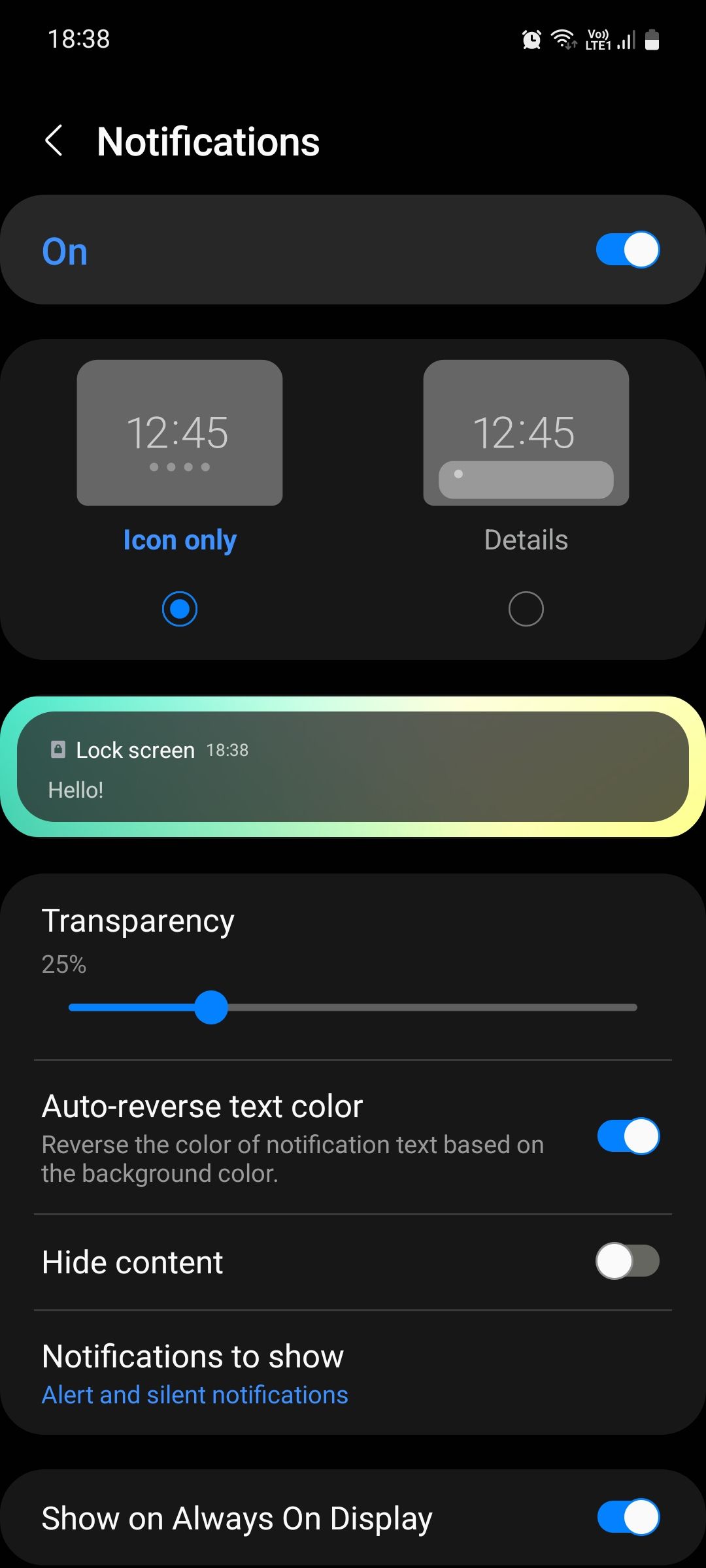Samsung One UI Lock screen notifications