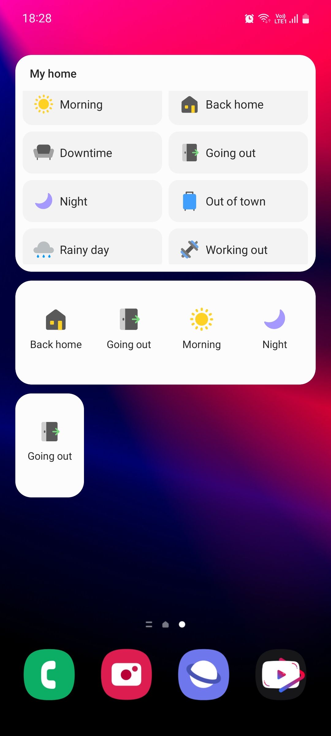 Samsung SmartThings Scenes widgets on Home screen