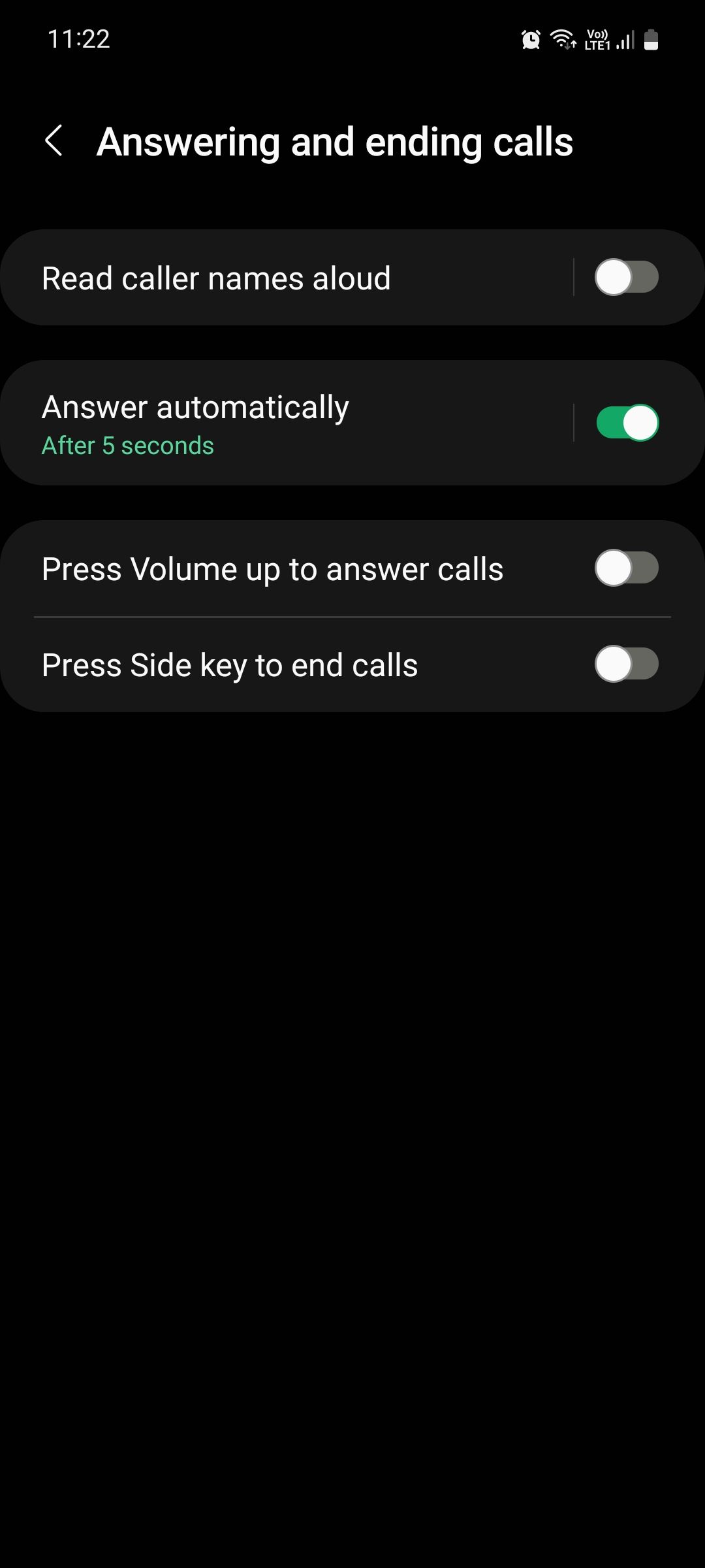 Samsung answering and ending calls
