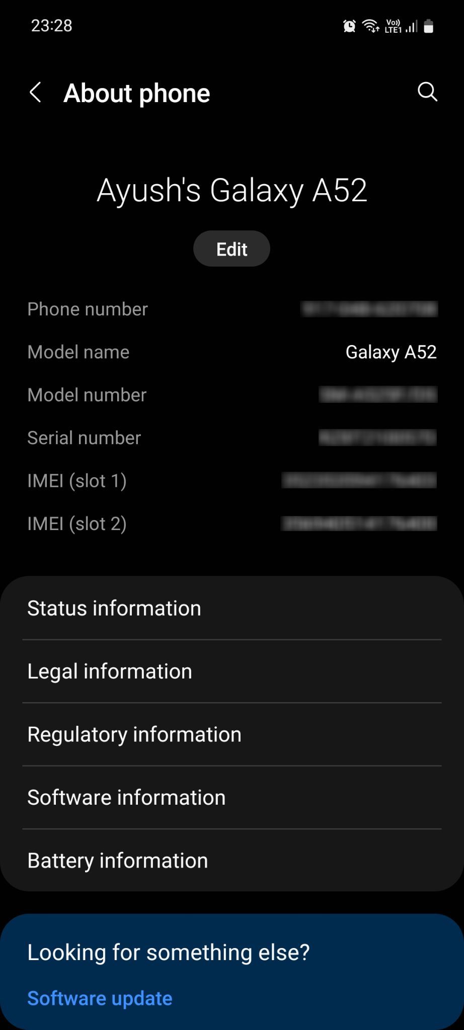 Samsung settings About phone